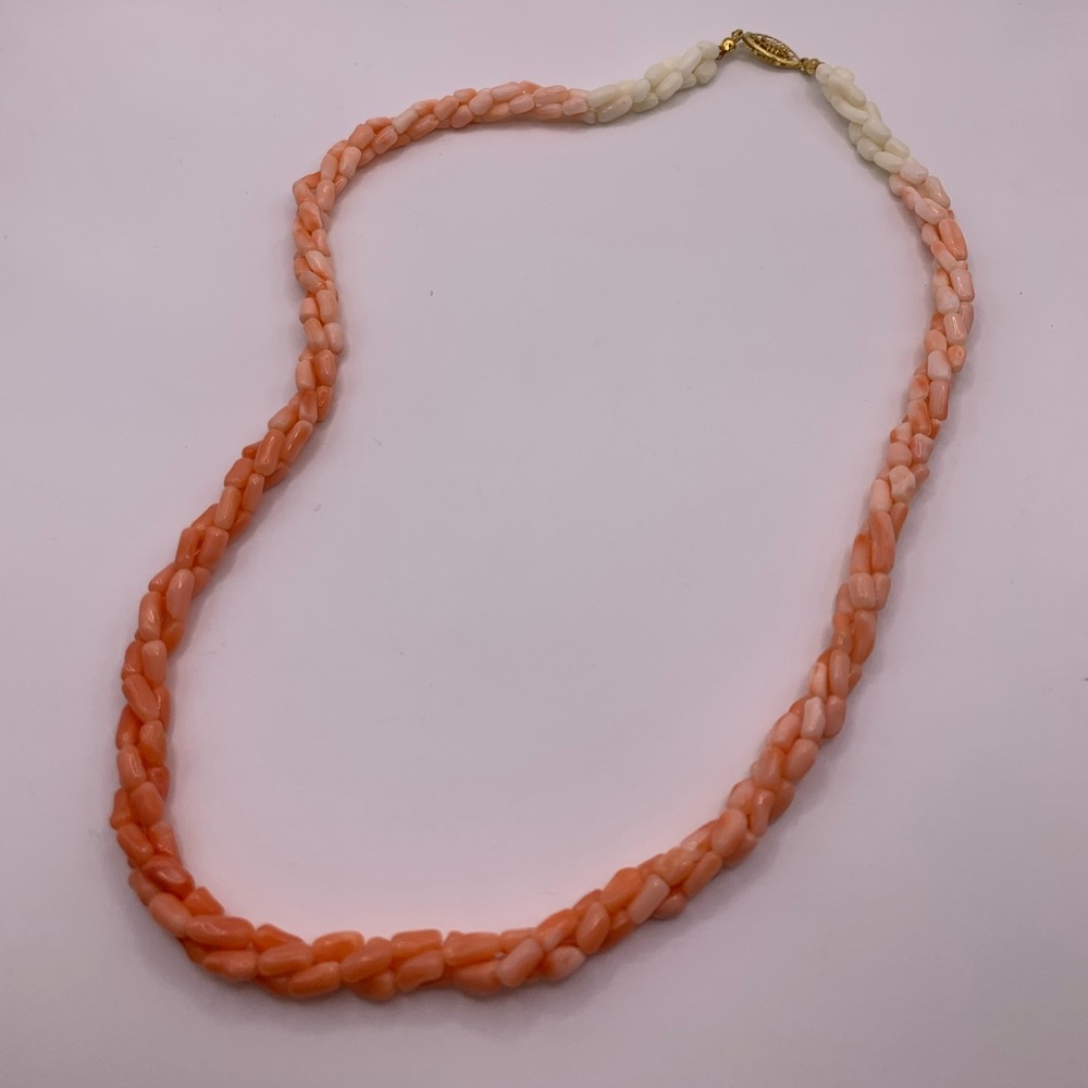 Vintage Angel Skin Coral Twisted Multistrand necklace - Picture 3 of 6